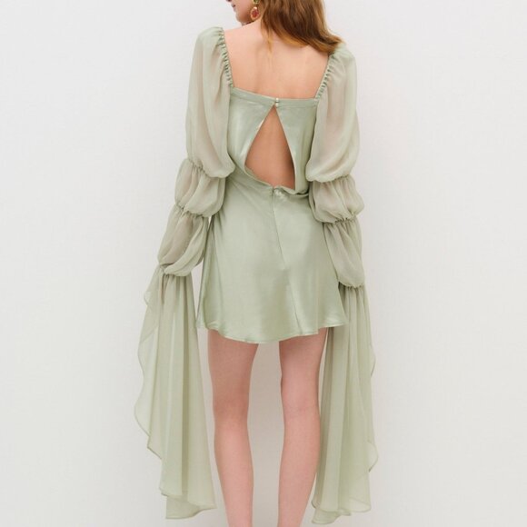 For Love & Lemons Willow Mini Dress XS / Sage - Picture 2 of 3